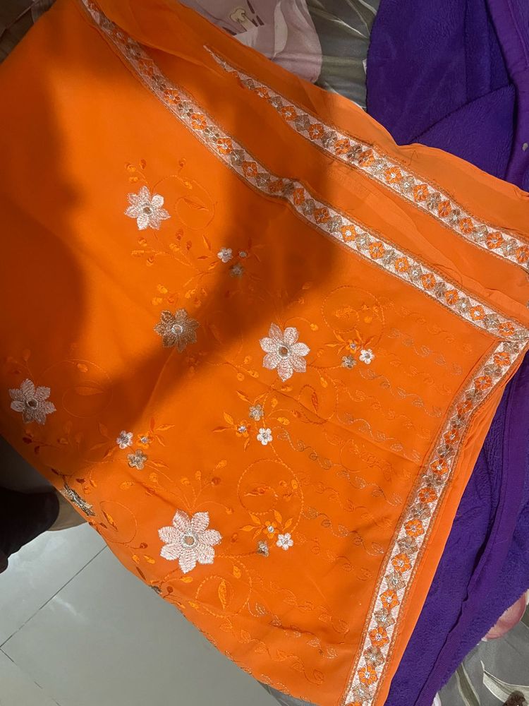 Pretty Colour Embroidered Saree