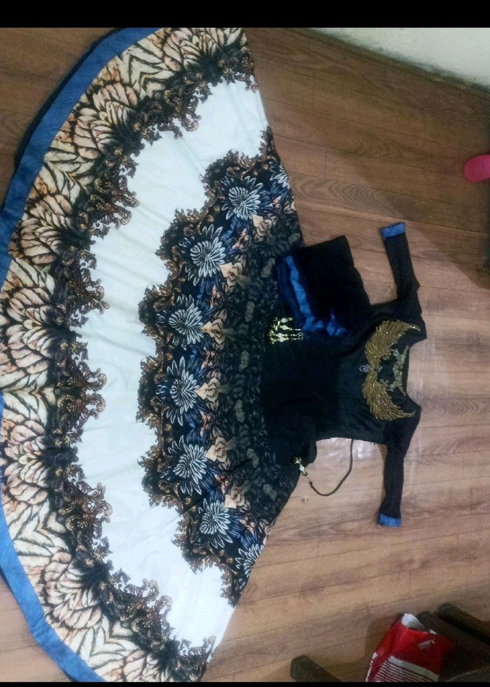 Printed Umbrella Gown With Duppata