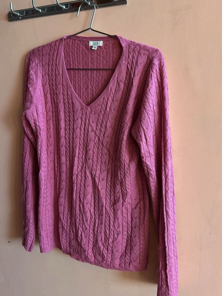 Pink Cable Knit Sweater