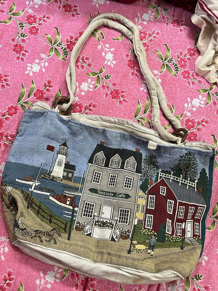 Coastal Scene Tapestry Tote Bag