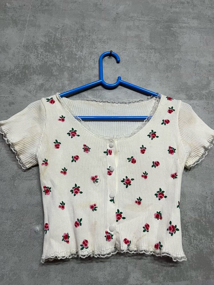 Floral Print Crop Top