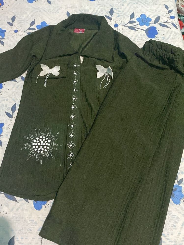 Green Embellished Co-ord Set