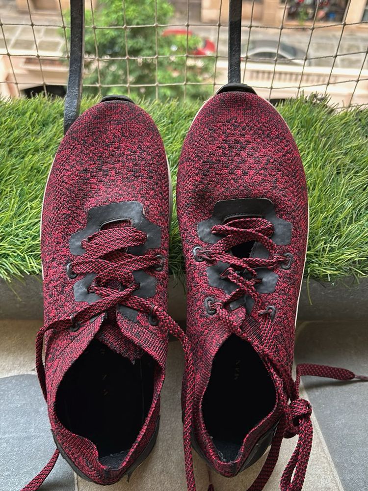 maroon sneakers