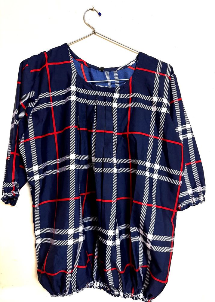 Blue Plaid Top