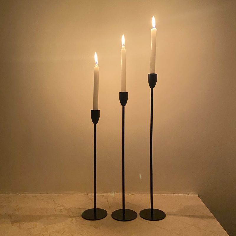 Matt Black Ascending Candle Stand Set Of 3