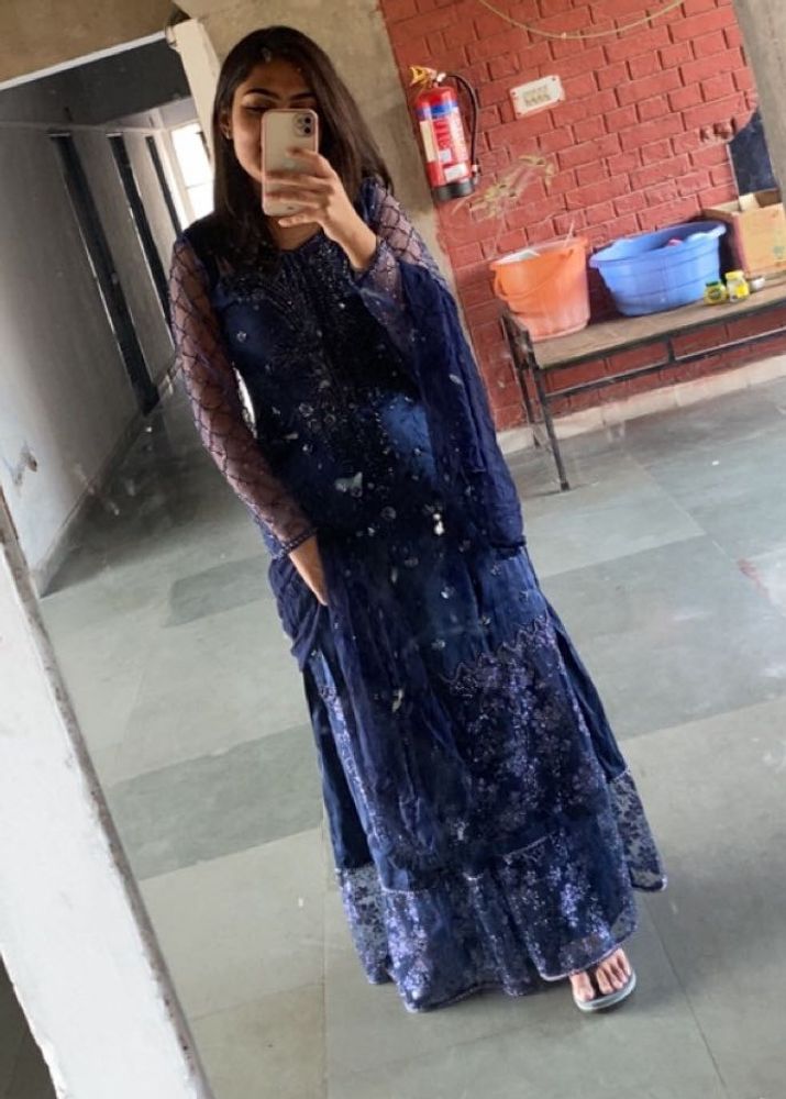 Dark Blue Sharara Set