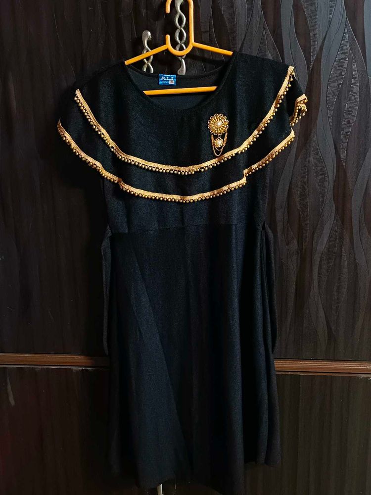 Black and Golden Ruffle Dress