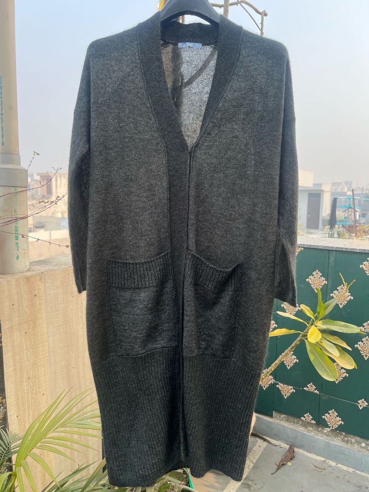 Cozy Grey Green Knit Cardigan