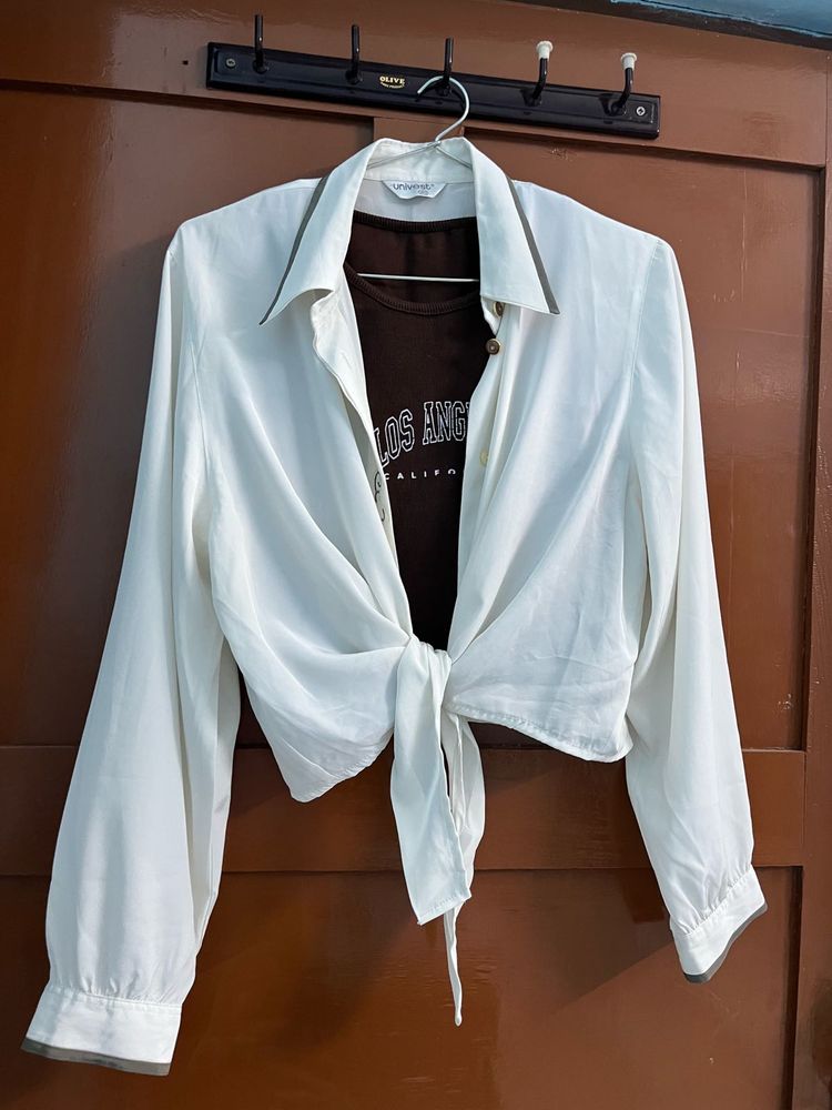 White Tie Front Shirt