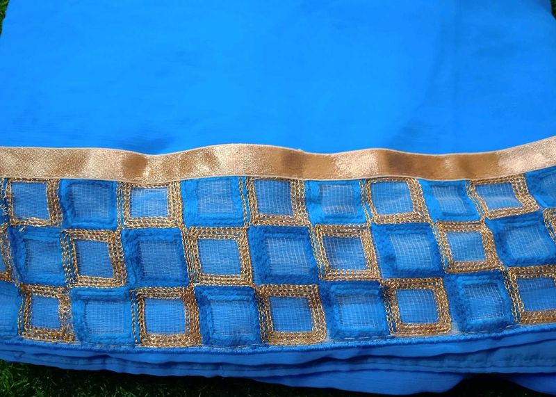 Blue Border Saree✨