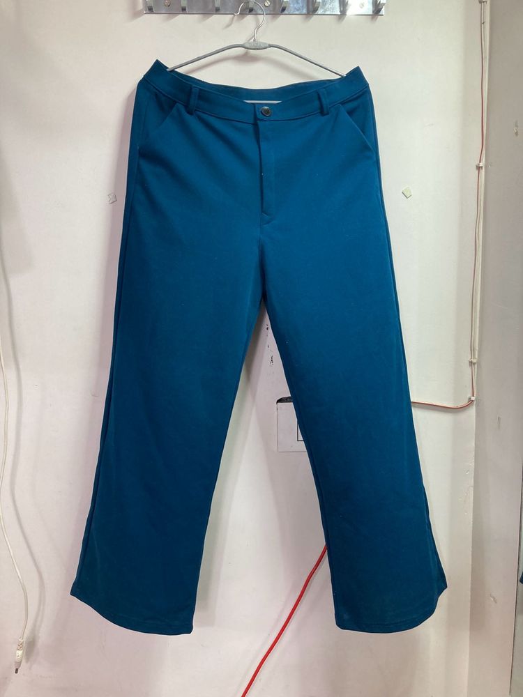 Teal And Pink Wide Leg Trousers