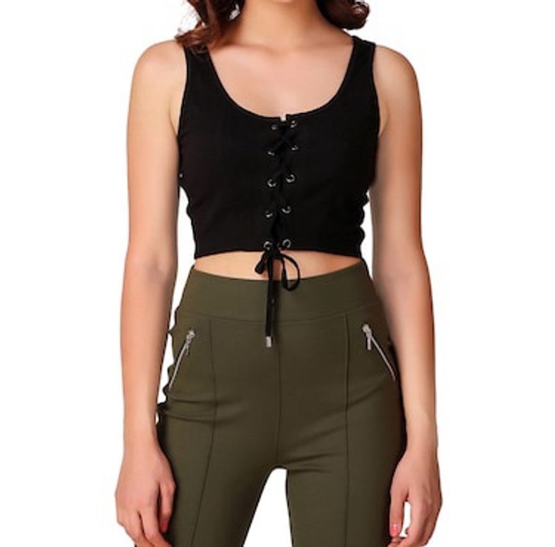 TEXCO Lace Up Crop Top