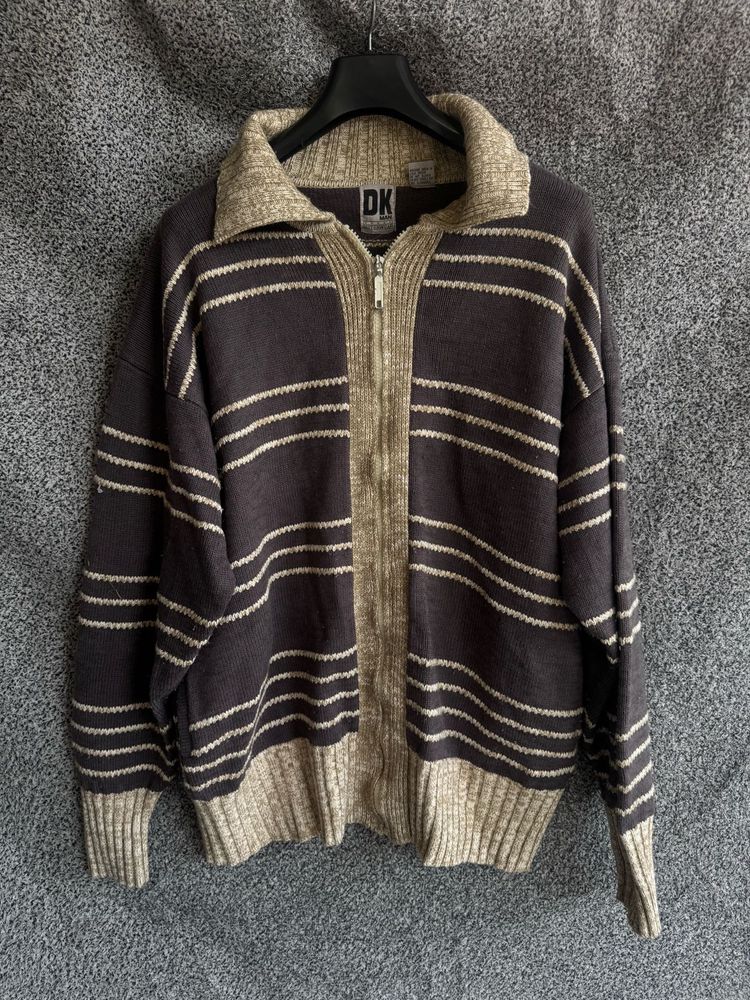 DK Striped Zip-Up Cardigan