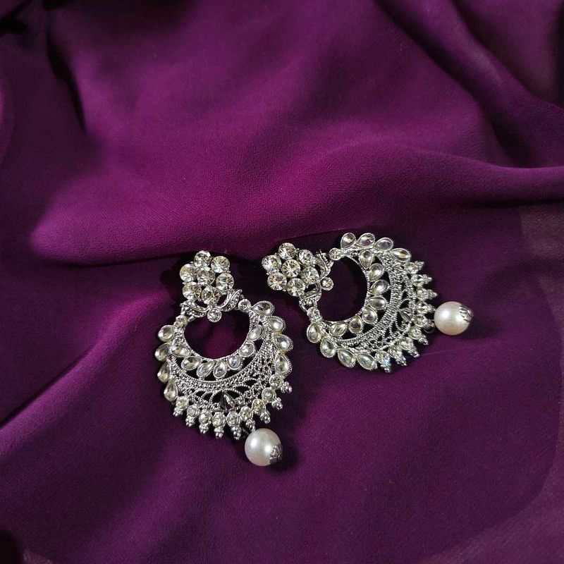 Elegant Silver-Toned Statement Earrings