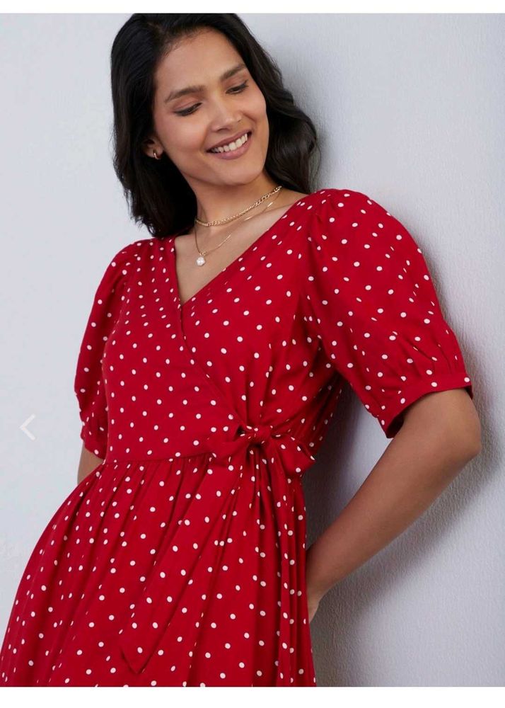 Red Polka Dot Wrap Dress