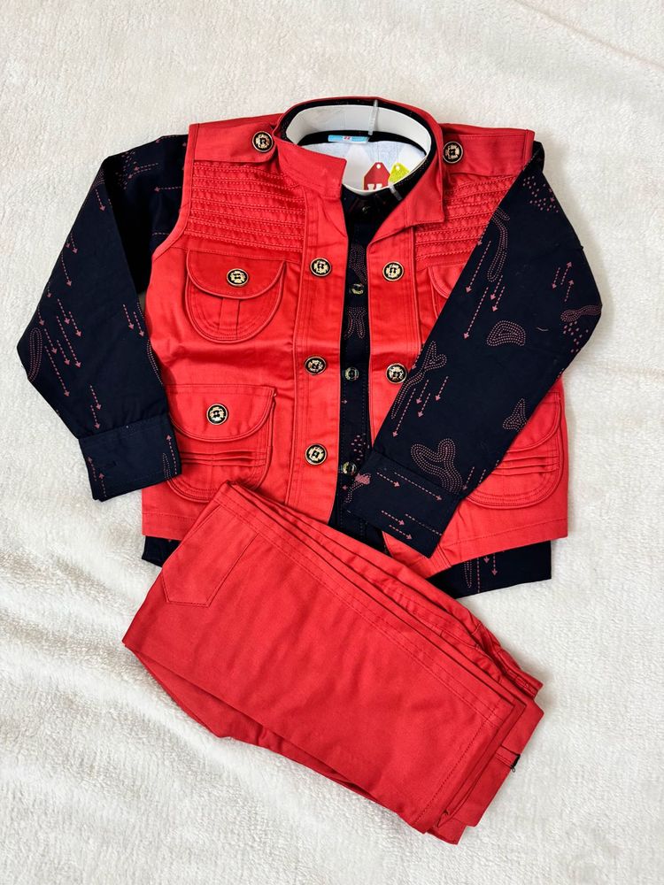 Boys' Red Vest Clothing Set