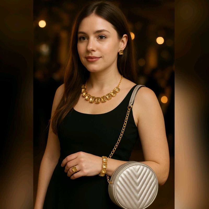Silver Quilted Circle Bag