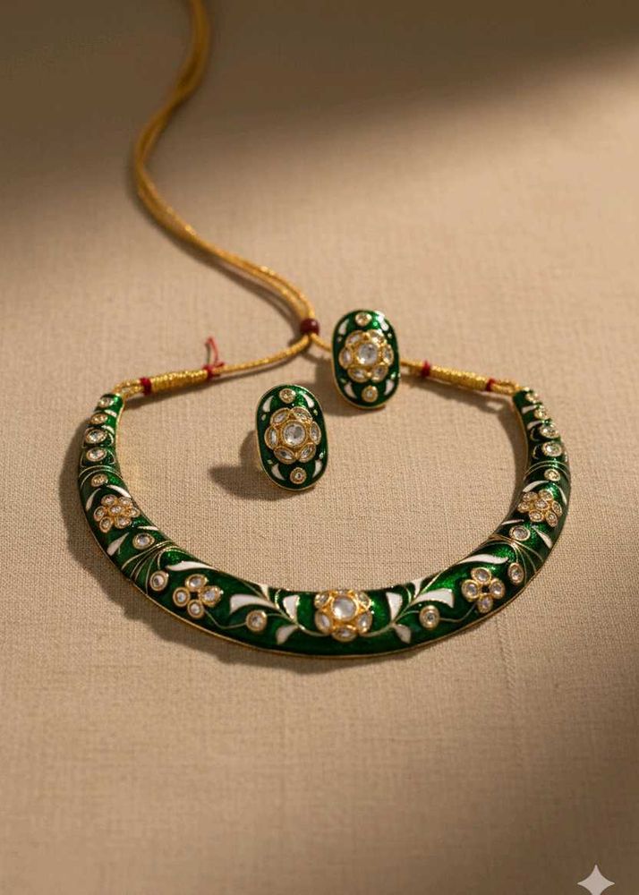 Green Kundan Necklace Set