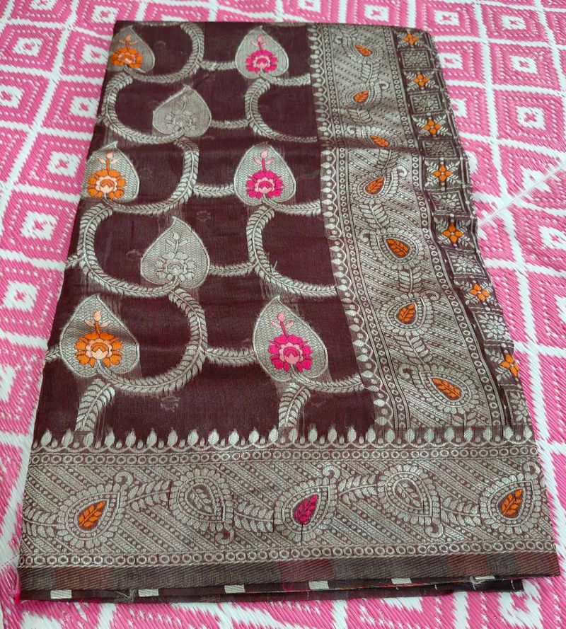 Elegant Silk Saree(Chocolate Colour)