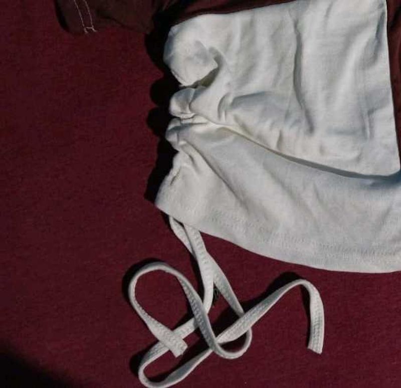 &#34;White &amp; Brown Wool Crop Top&#34;