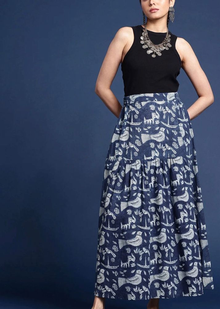 Printed Tiered Maxi Skirt