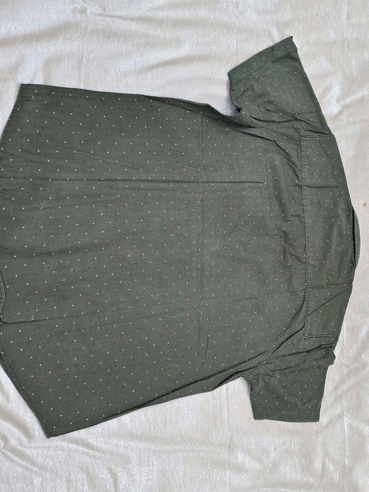 Green Dotted Casual Shirt