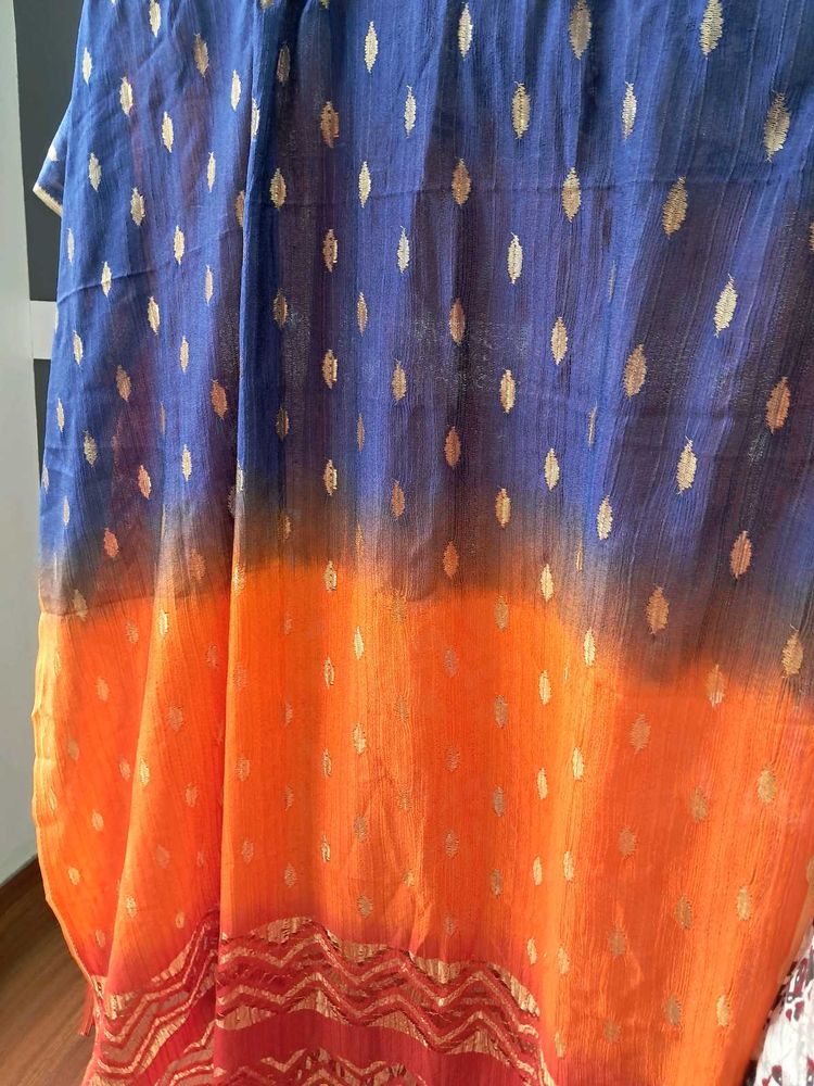 38) Ombre Gold Print Long Dupatta