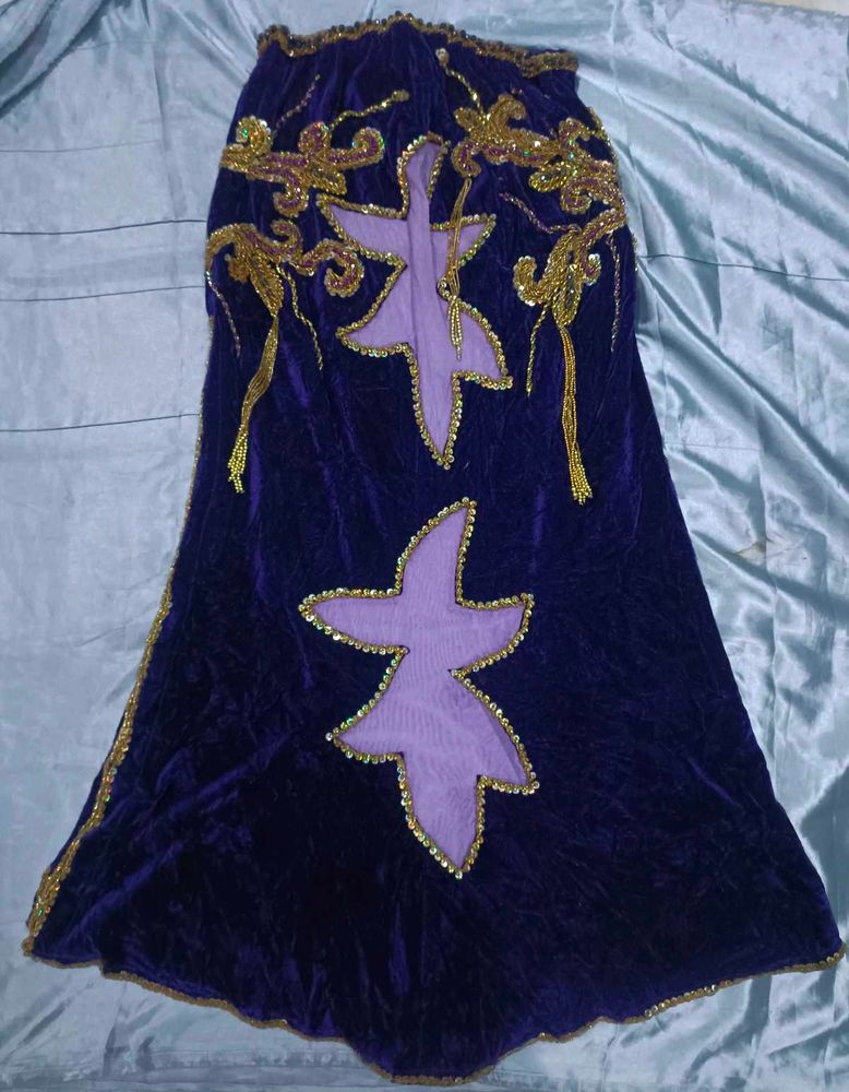 Imported Vintage Beaded Velvet Long Skirt