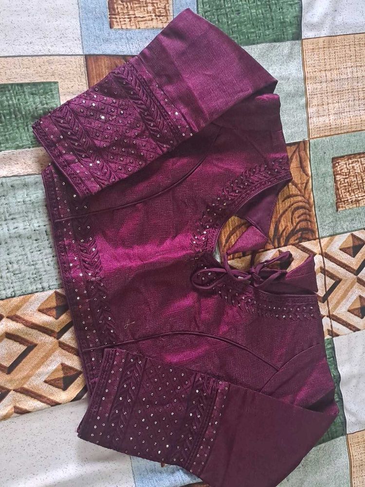 Wine  COLOUR FULL SLEEVES PARTY WEAR BLOUSE