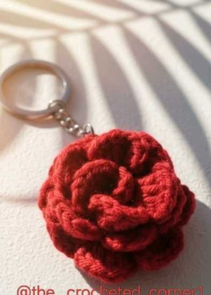 Crochet Rose Keychain