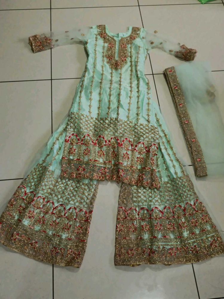 Elegant Embroidered Palazzo Suit
