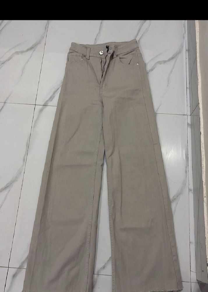 Wide Leg Beige Pants Size - 24