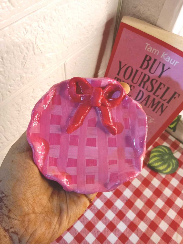 Pink Bow Trinket Dish