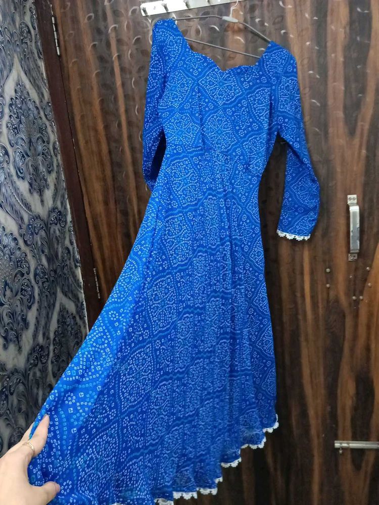 Blue Printed Ethnic Dress