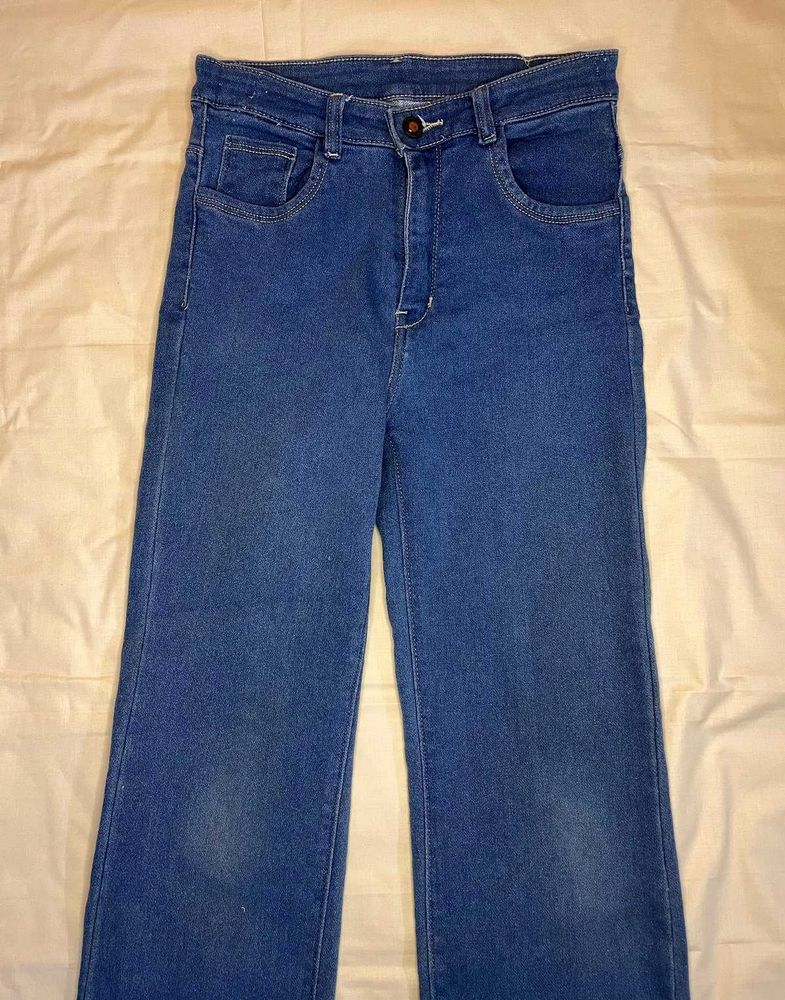 Classic Blue Denim Jeans with Faded Wash