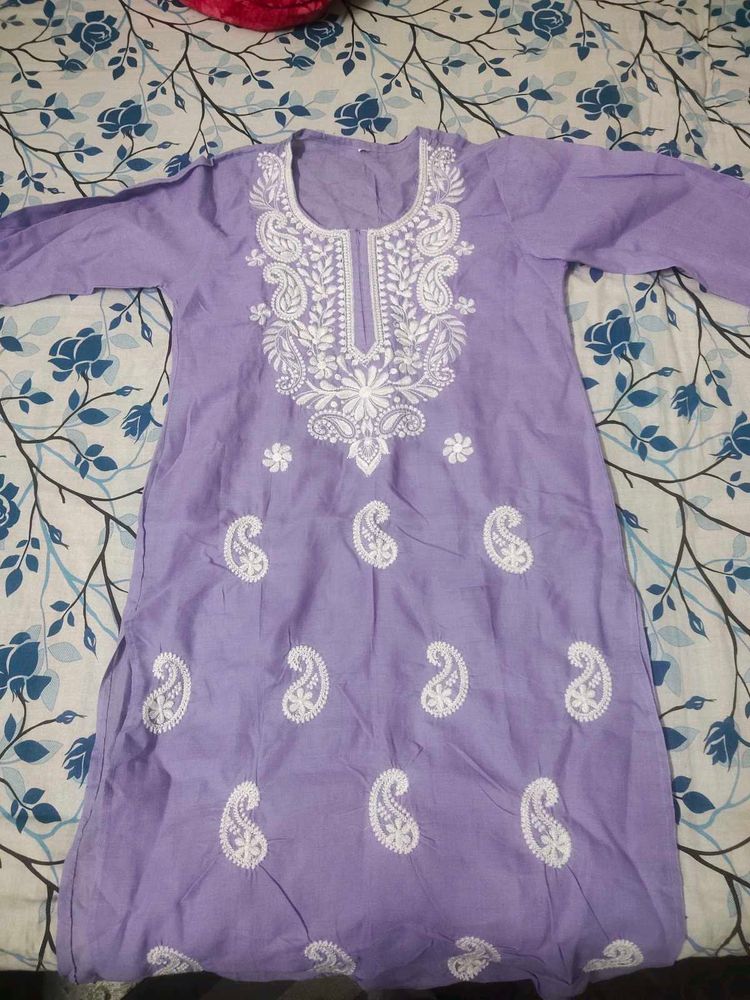Lavender Embroidered Kurta