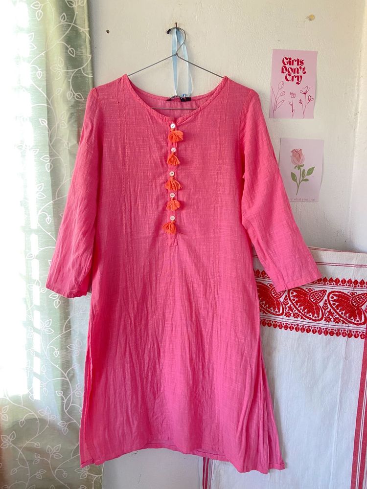 Pink Cotton Kurta