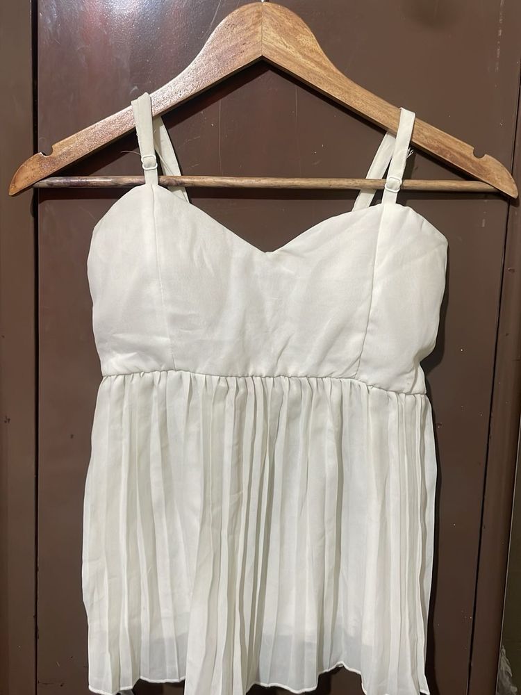 White Pleated Cami Top