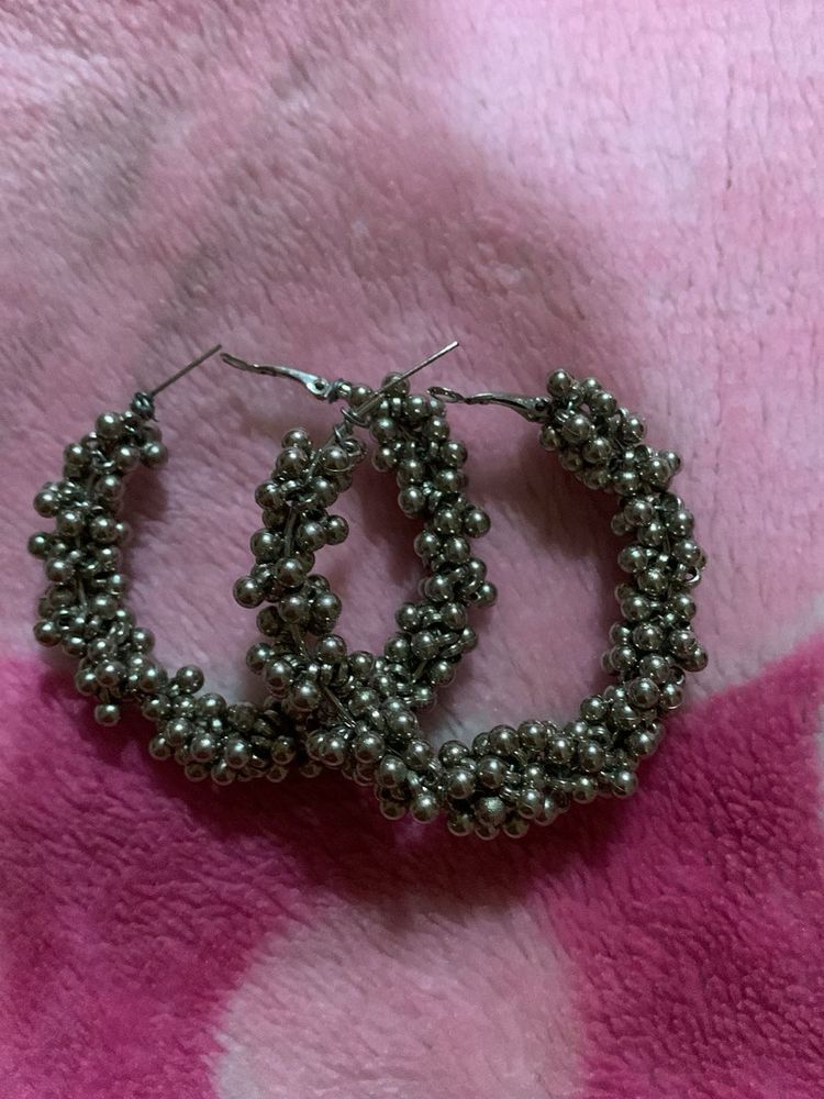 Hoop Earrings with Beaded Detail