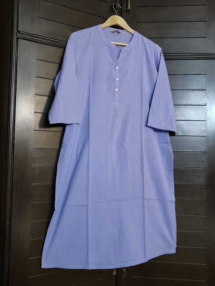 Aurelia Purple Striped Cotton Mix Kurta