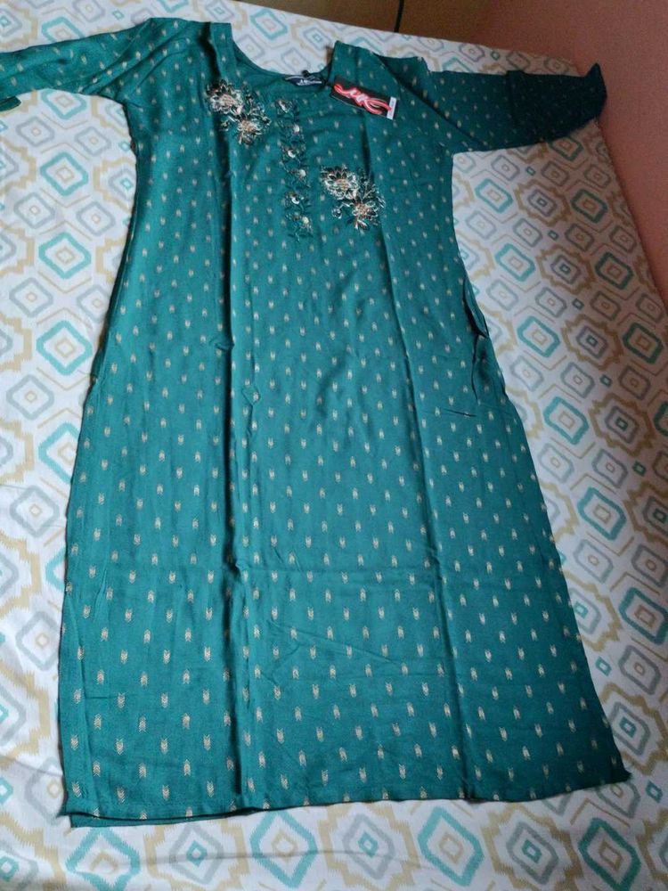Teal Embellished Kurti