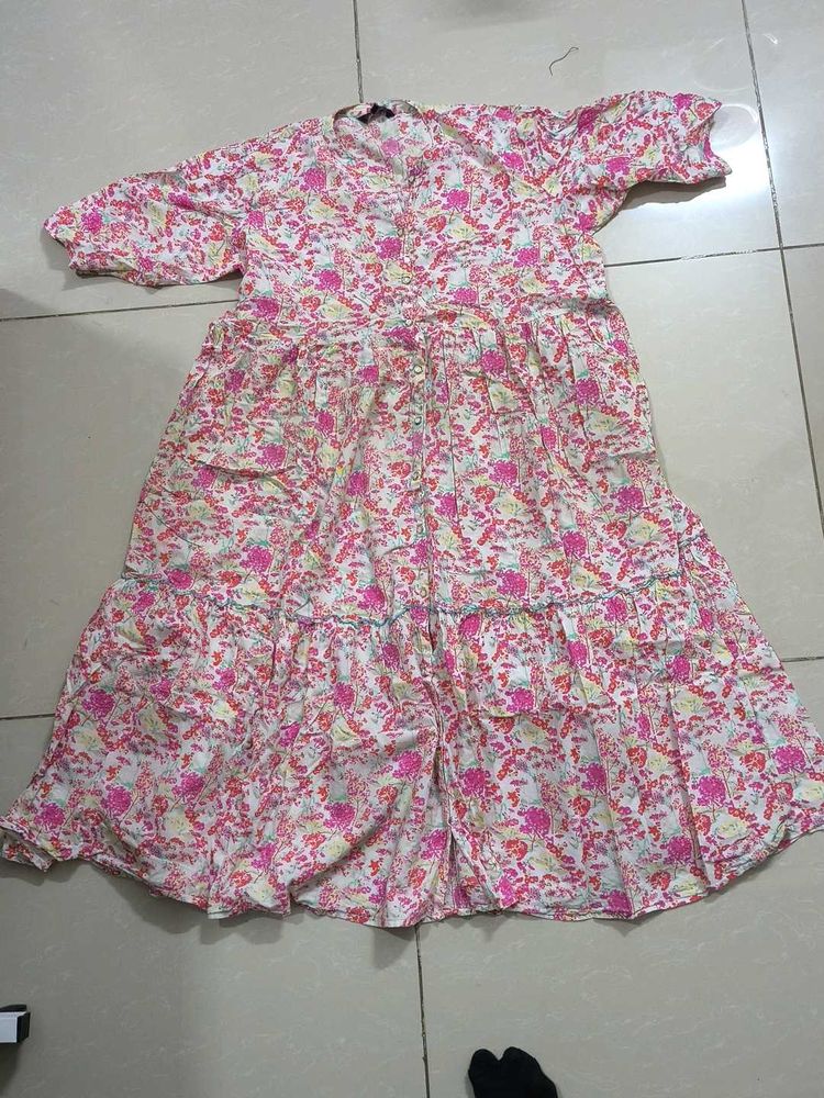 5XL Floral Print Tiered Dress for women