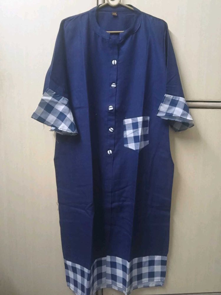 Blue Checked Kurta
