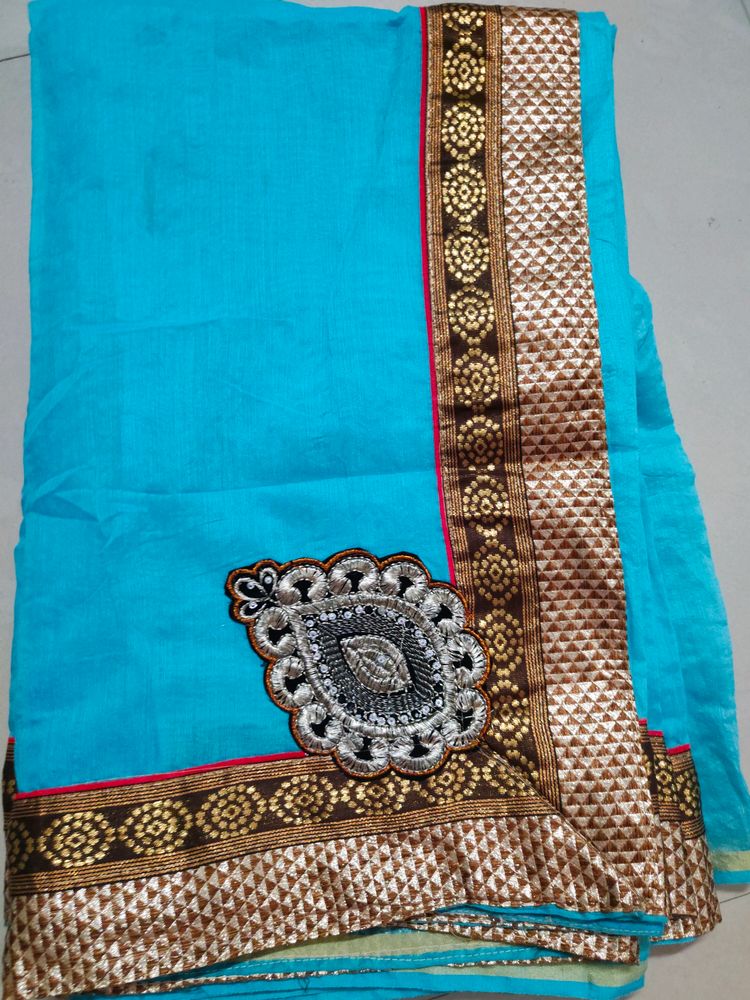 Pure Silk Saree With Unique Border Design Use Only One Time ...Fresh Piece