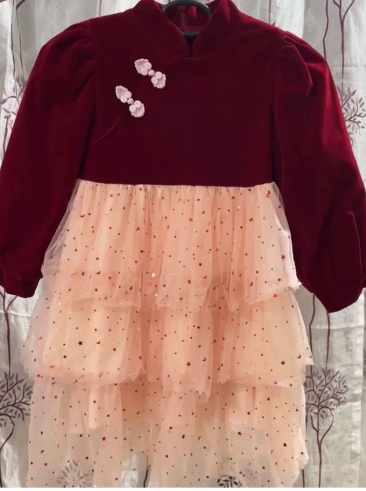 Festive Red &amp; Peach Dress