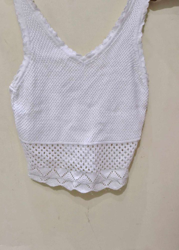 Womens White Crop Top .