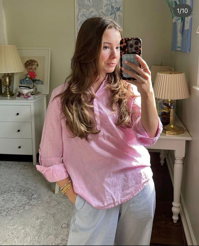 Pintresty 🌸Pink Striped Long Sleeve Shirt