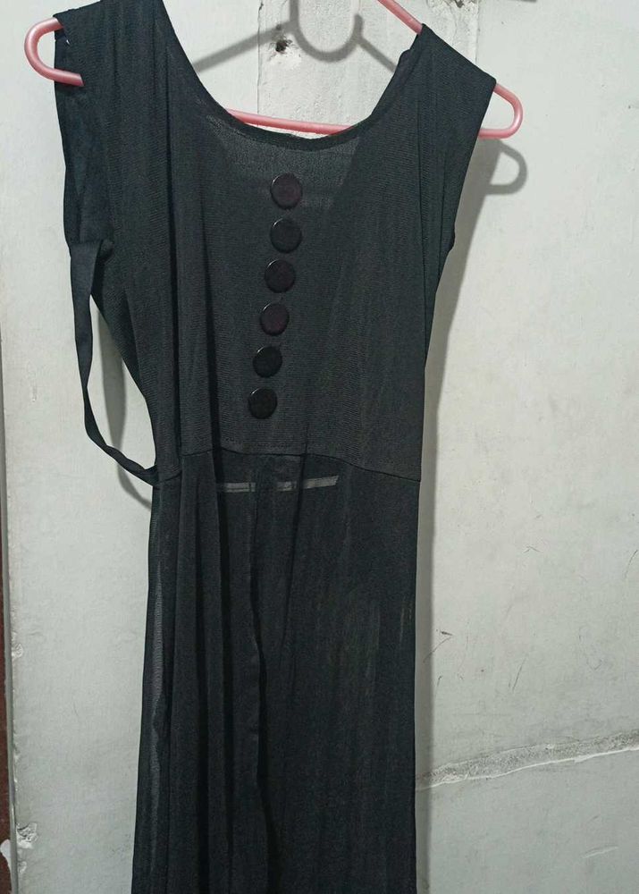 Black Button-Down Sheer Dress