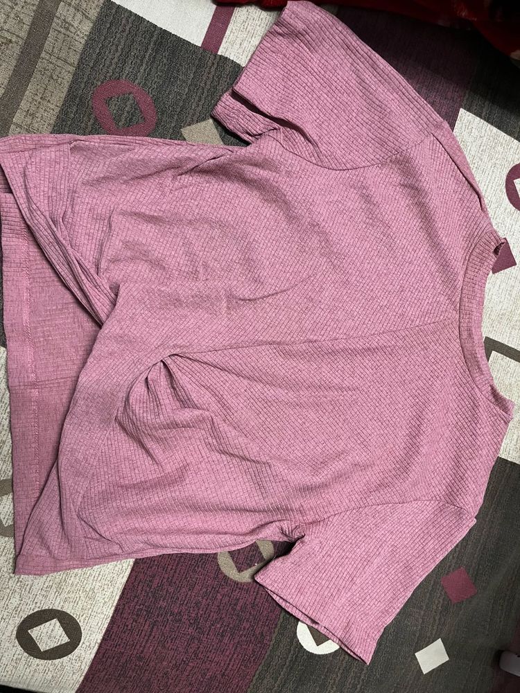 Mauve Ribbed T-Shirt