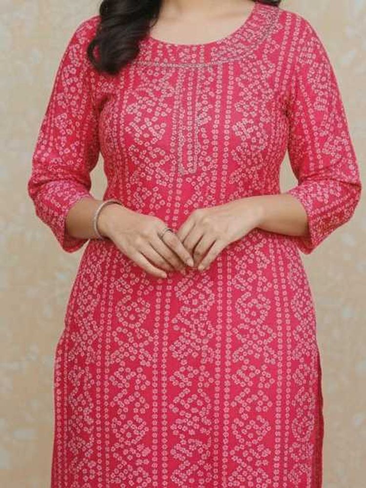red Bandhani Kurta